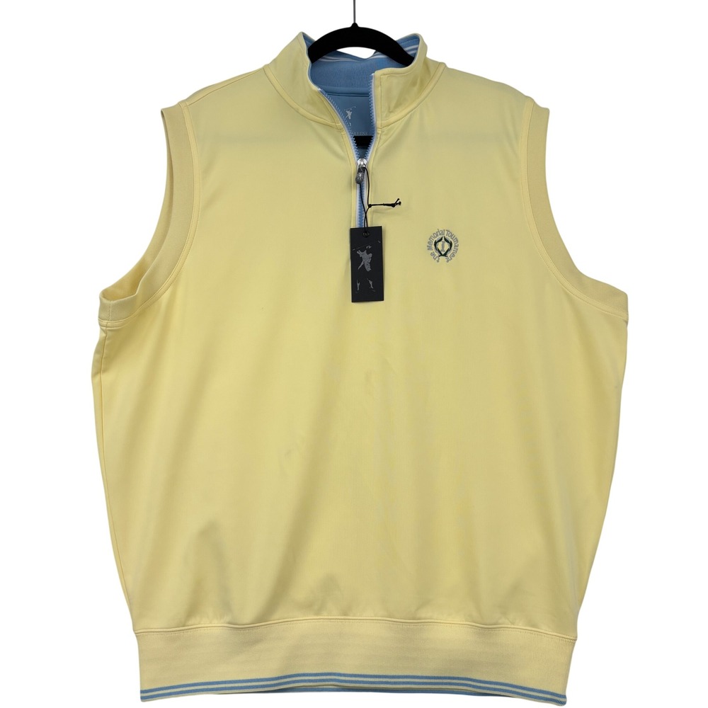 Fairway & Greene F&G Tech Golf Vest Mens L Yellow Memorial Tournament Qtr Zip